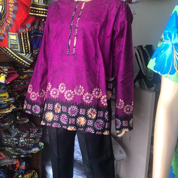 African Ankara print men clothing long sleeve top - Picture 5 of 5